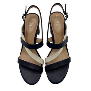 Lauren Ralph‎ Lauren Mackensie Heeled Sandals Black/Cream Size 9B NEW NWOT